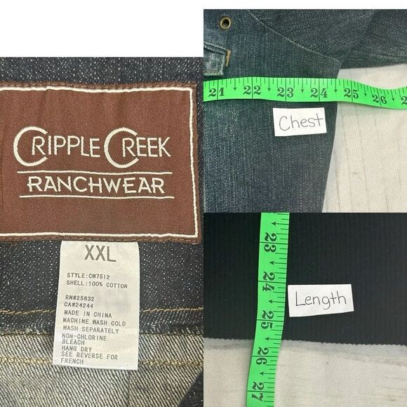 Cripple Creek Ranchwear Denim Jacket Womens Sz XXL Outdoor Western Rodeo Chore - Picture 3 of 9